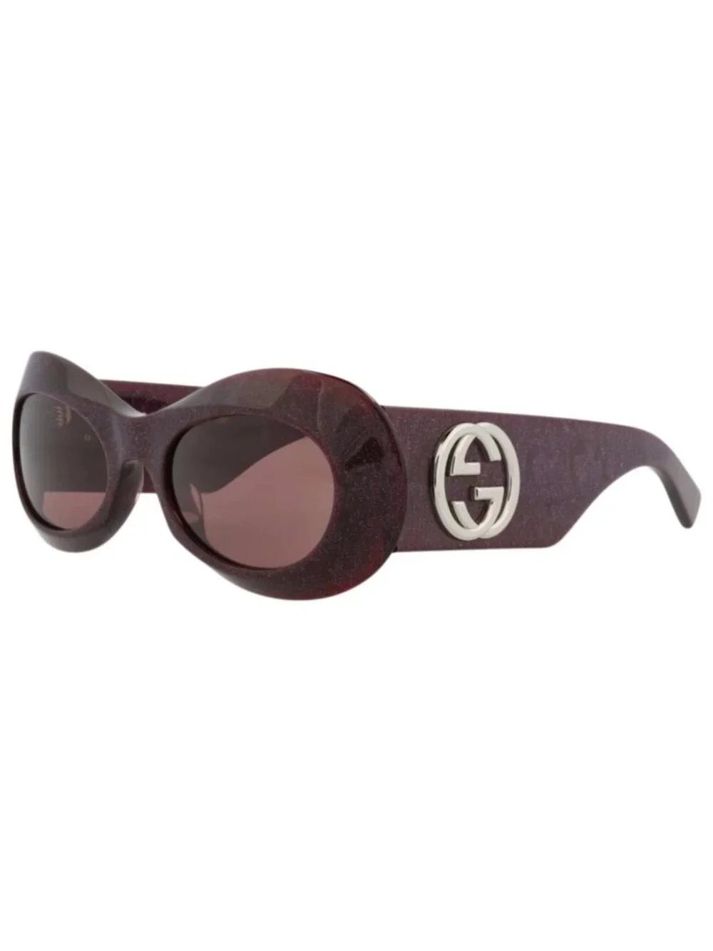 New Gucci Women's Sunglasses Round Oval Recycled Acetate Frame Violet Violet